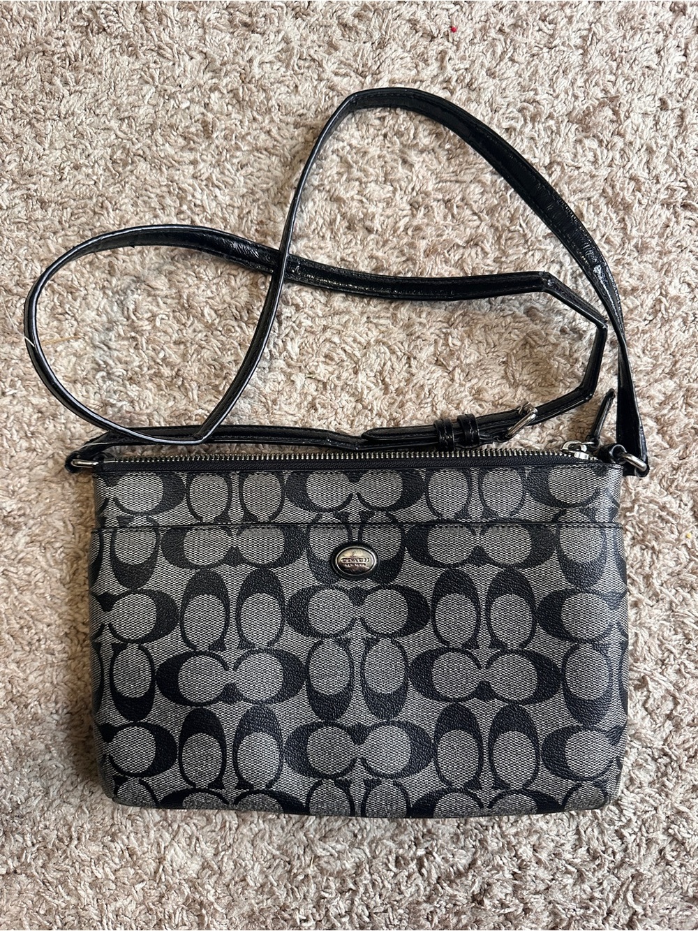 Coach Black & Gray Signature Crossbody Bag